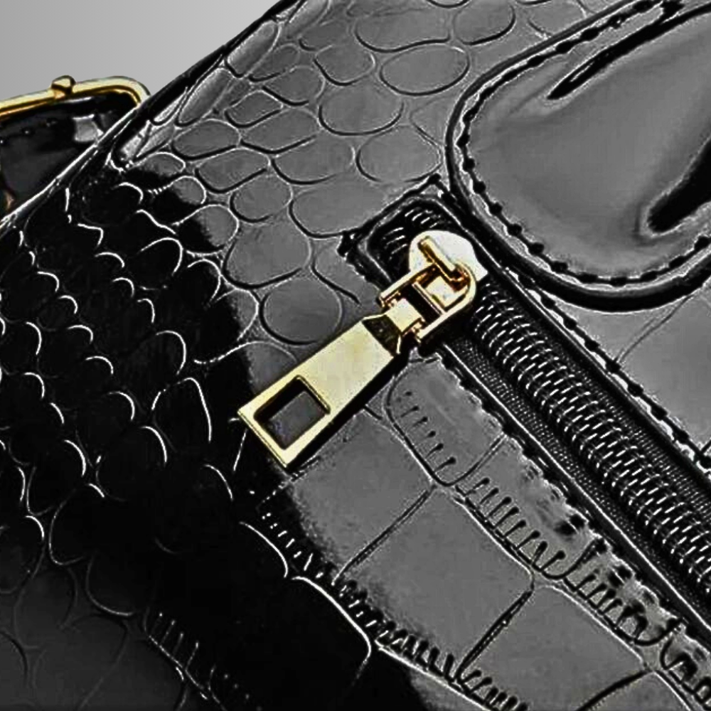 Borsa Tote Verniciata con Lavorazione Coccodrillo