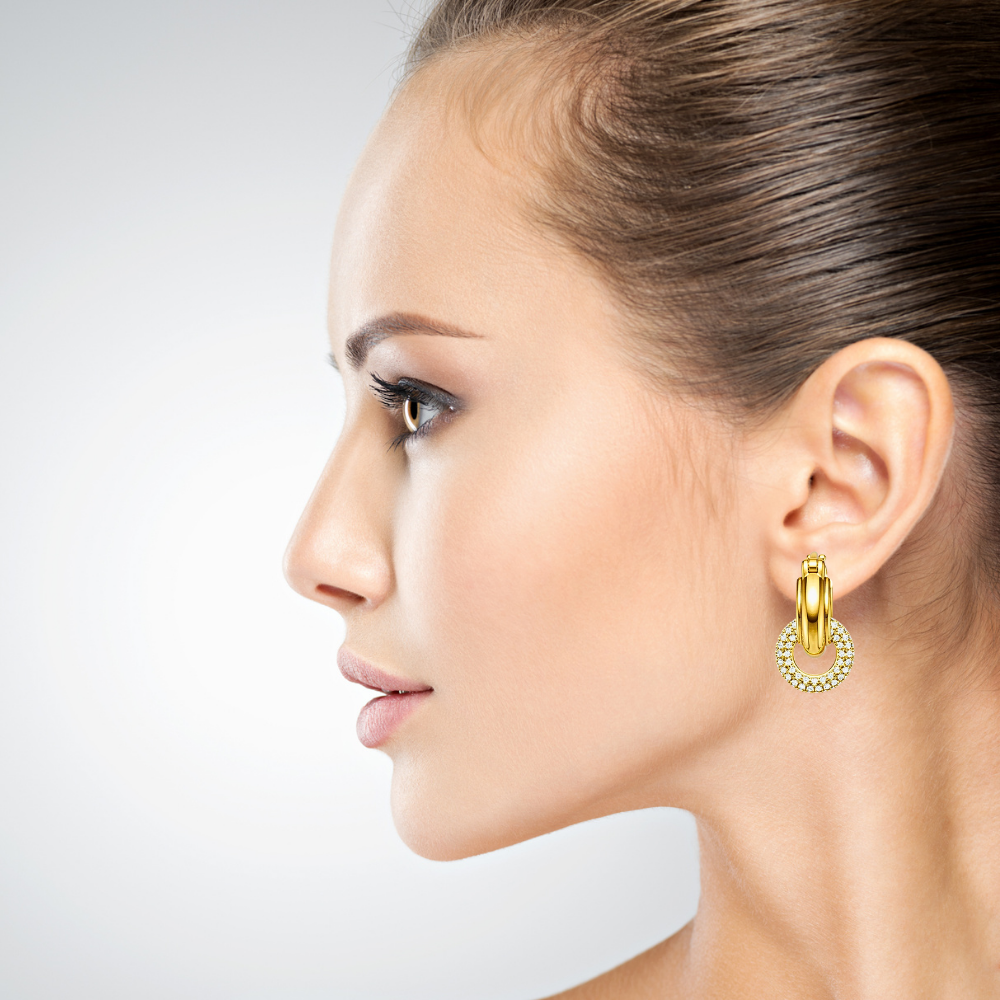 Orecchini ad Anello con Pendente in Moissaniti