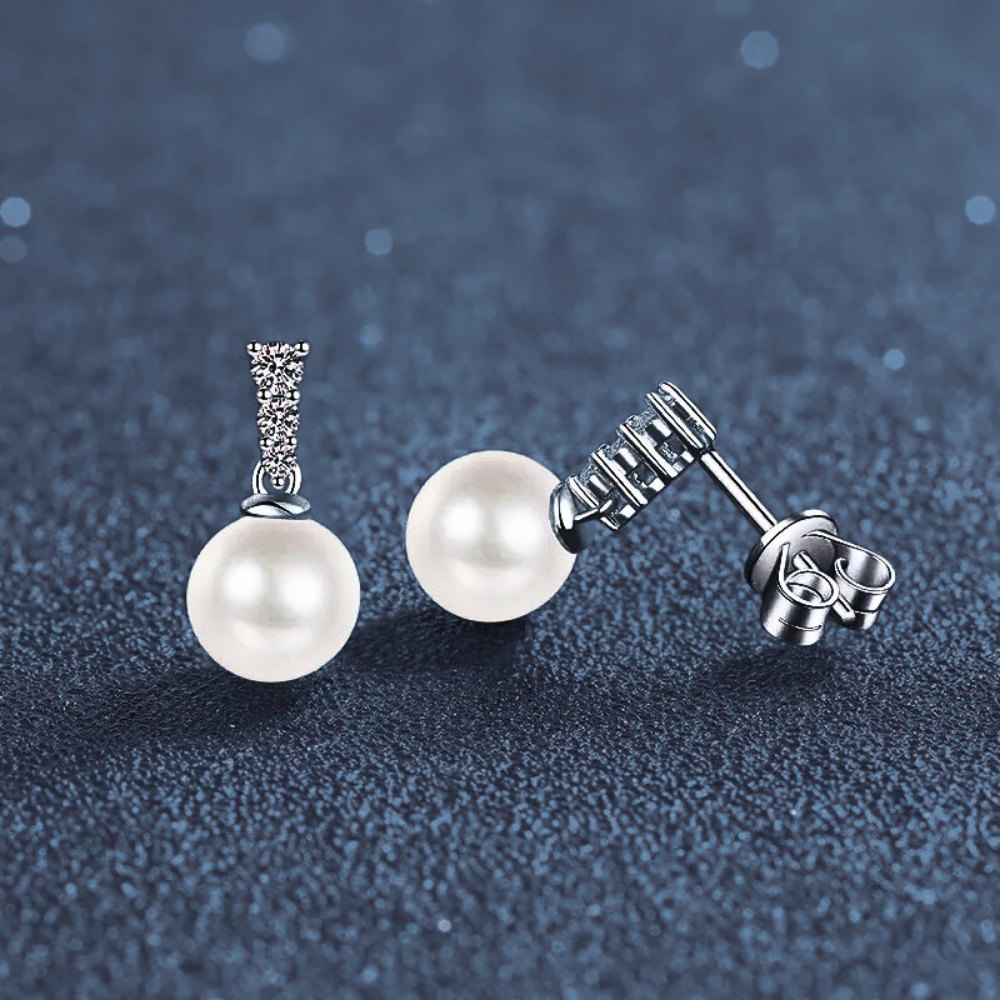 Orecchini Pendenti con Moissaniti e Perle Naturali