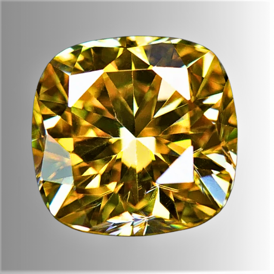 Moissanite Giallo Dorato Taglio Cuscino Certificata