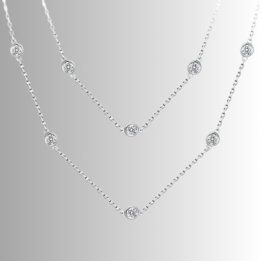 Collana di cm 90 a Castoni Tondi con Moissaniti per ct 3,30