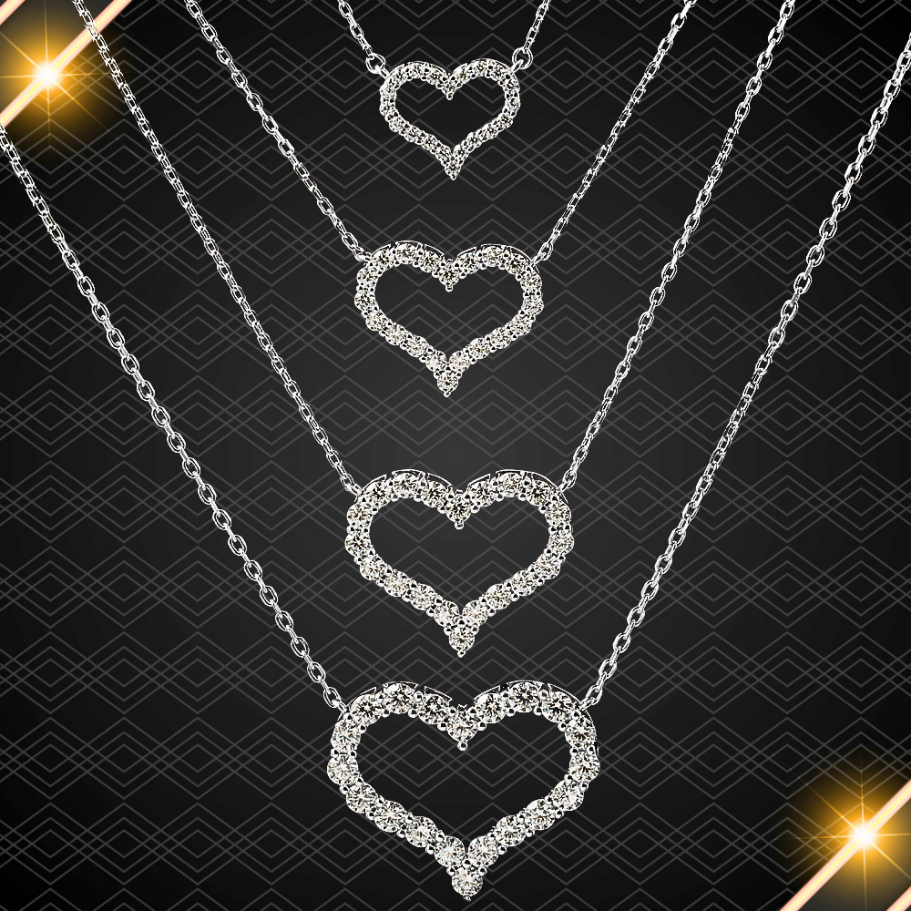 Parure Collana e Orecchini a Cuore con Moissaniti