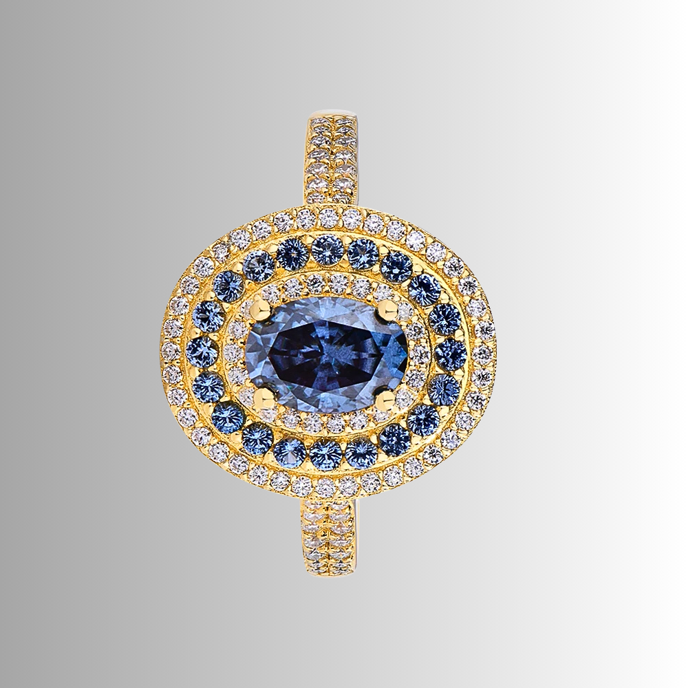 Fascia con Moissaniti Blu Zaffiro Ceylon e D color