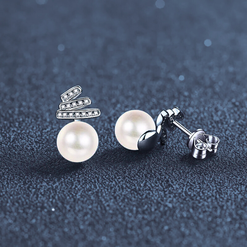 Orecchini a 3 Barrette con Moissaniti e Perle Naturali