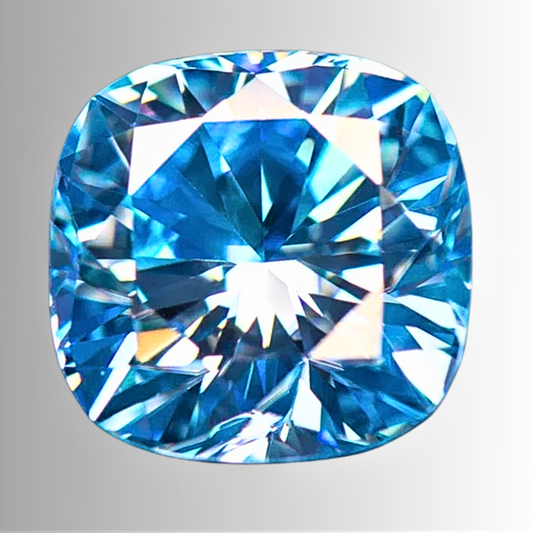 Moissanite Blu Ghiaccio Taglio Cuscino Certificata