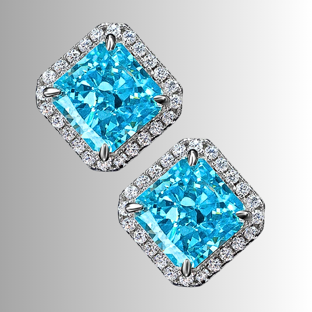 Orecchini a Rombo con Moissaniti Colorate di Ct 4,00