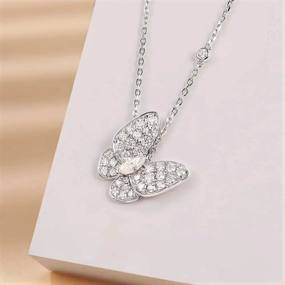 Collana con Farfalla in Pavè di Moissanite per ct 0,70