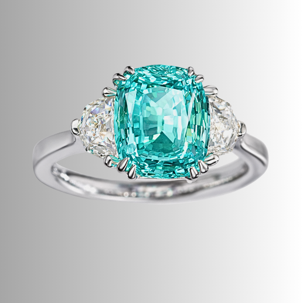 Trilogy con Tormalina Paraiba creata in Laboratorio di ct 4,00