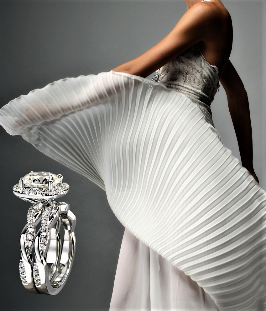 Fascia con Moissanite  e Fedina abbinata per tot ct 3,48