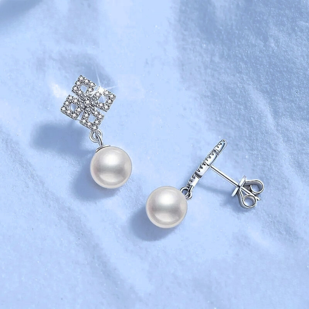 Orecchini a Rombi con Moissaniti e Perle Naturali