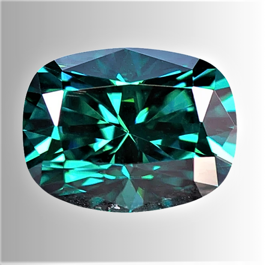 Moissanite Verde Smeraldo Taglio Cuscino Allungato Certificata