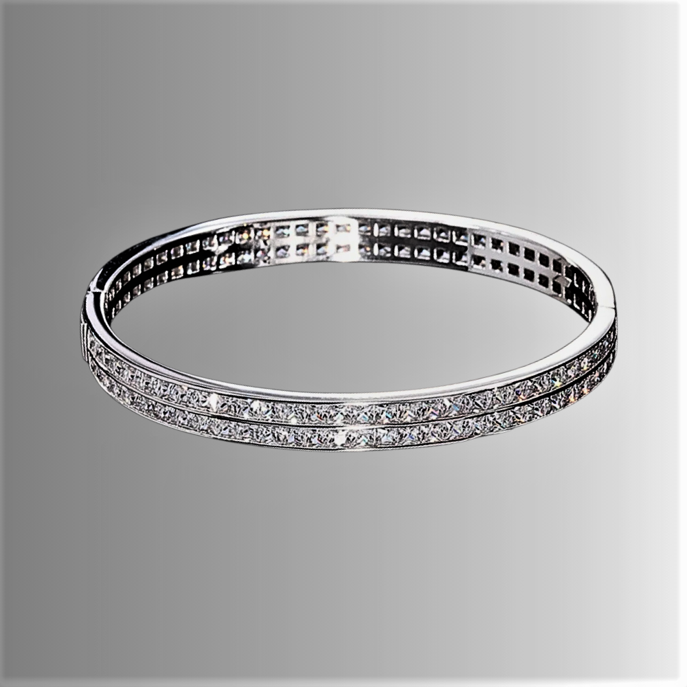 Bracciale Rigido con Diamanti, Zaffiri o Rubini Lab Grown Taglio Princess