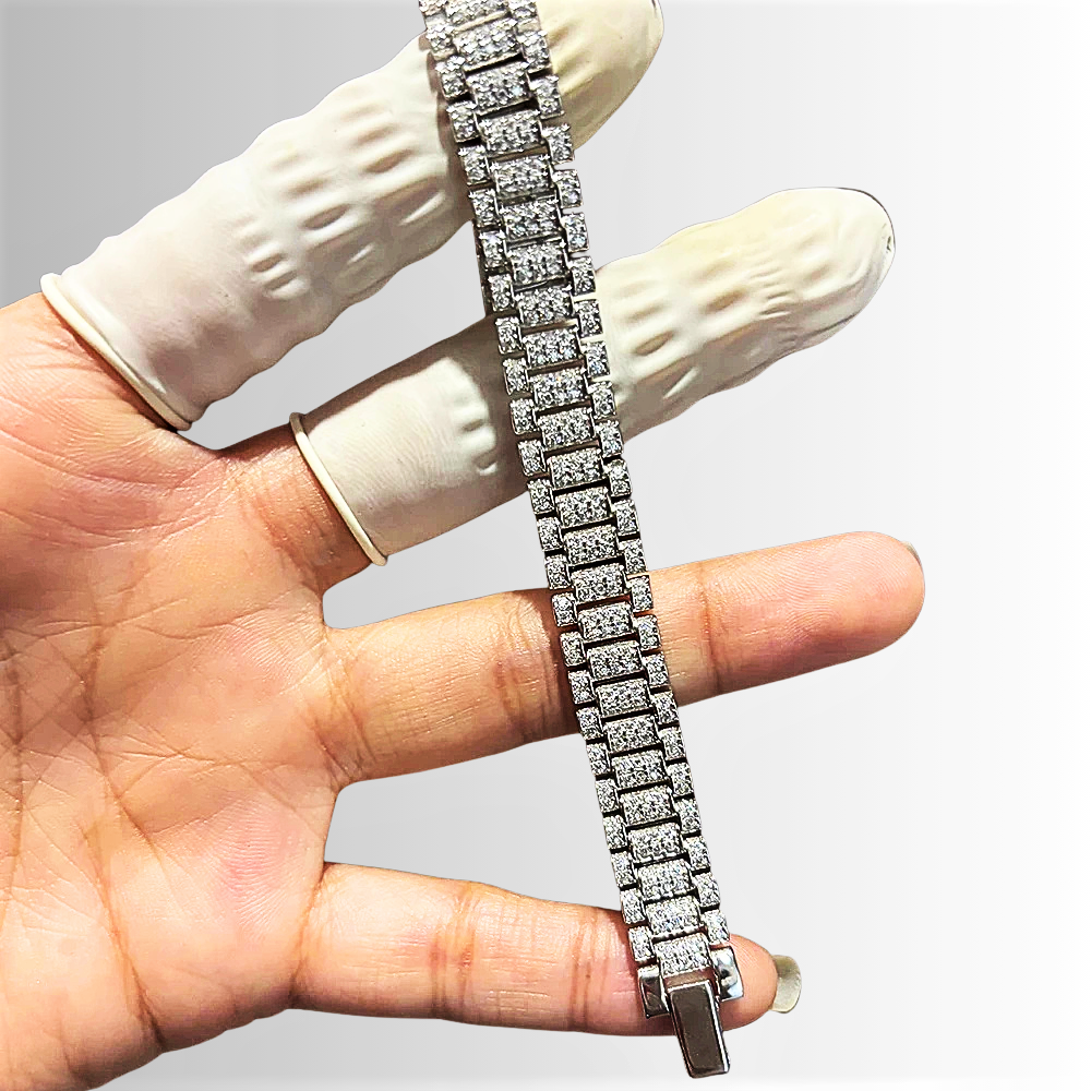 Bracciale "Chain Link" con Pavè di Moissaniti D Color