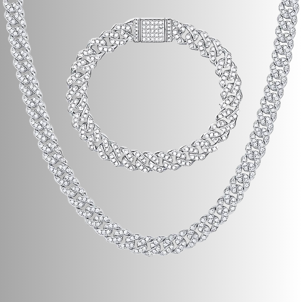 Bracciale e Collana a Maglia Groumette con Moissaniti