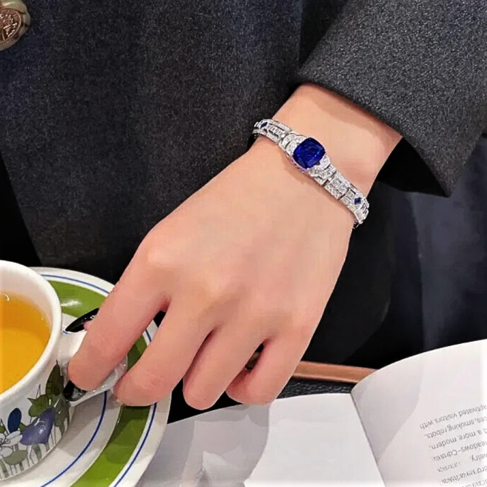 Bracciale con Zaffiro Royal Blue di Ct 5,00 e Diamanti Lab Grown