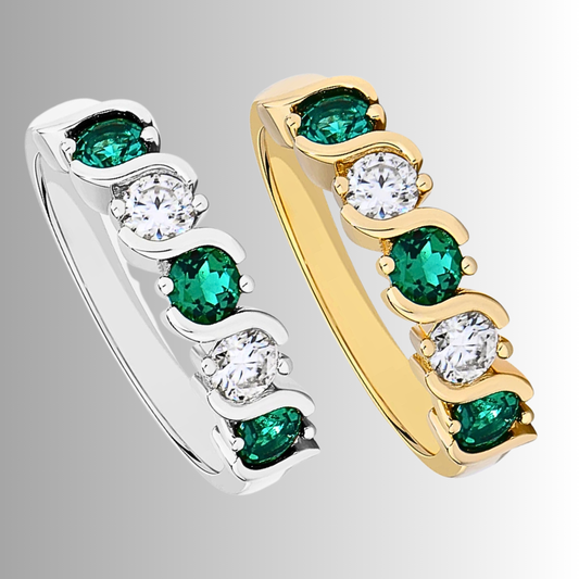 Fede a 5 pietre Bicolore in Mossanite