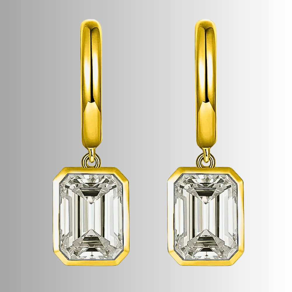 Orecchini con Moissanite Taglio Smeraldo per ct 4,00