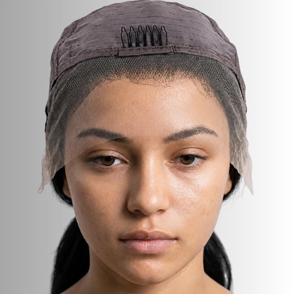 Parrucca a Caschetto con Capelli Veri Biondo Platino