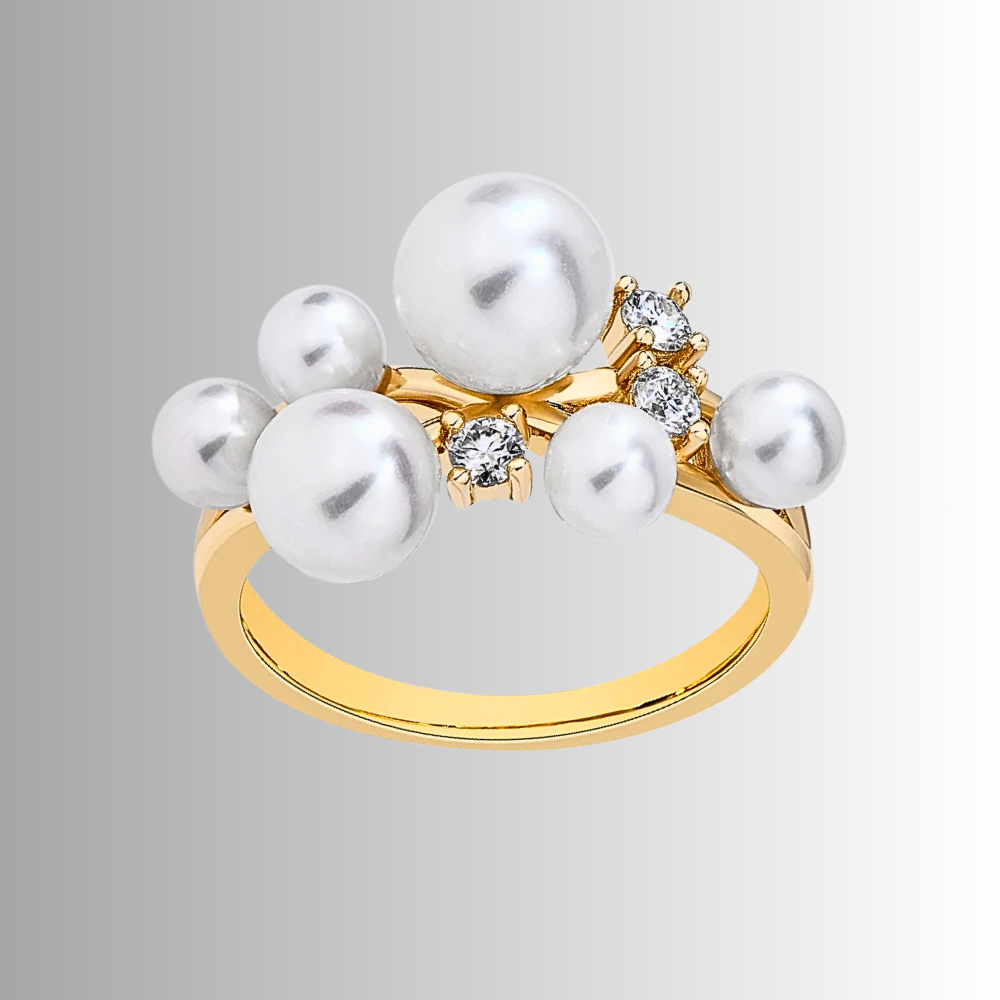 Anello con Perle Naturali e Moissaniti