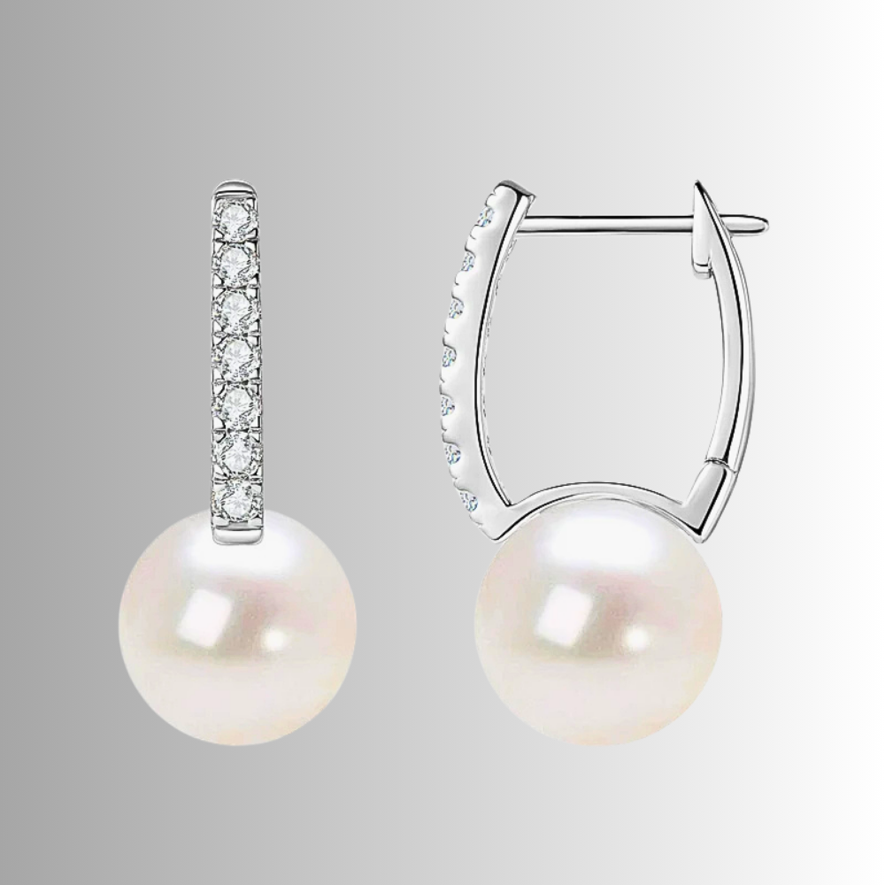 Orecchini a Barretta con Moissanite e Perle Naturali