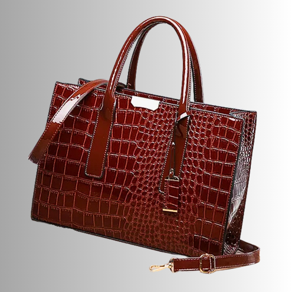 Set di Borsa, Pochette e Portachiavi in Fiore di Pelle di Vitellino