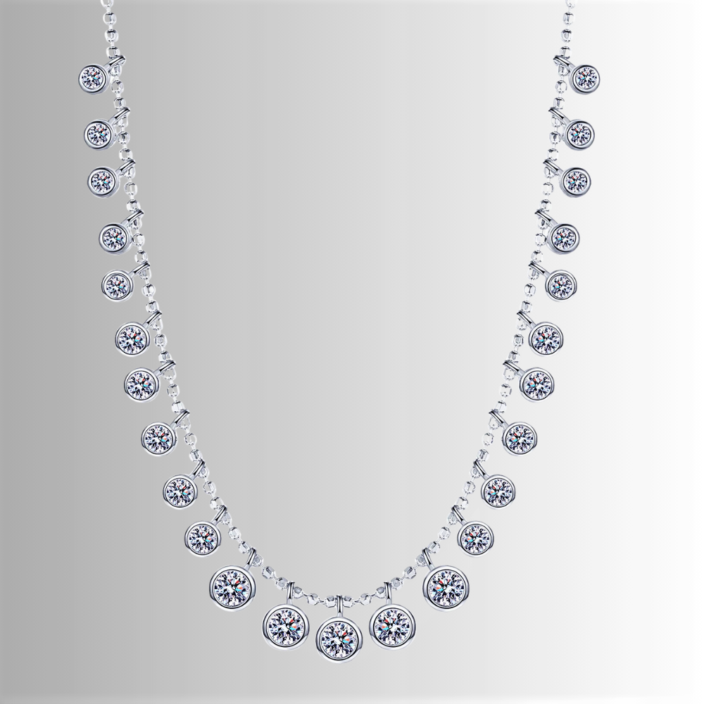 Collana con 25 Ciondoli Tondi in Moissanite per ct 4,50