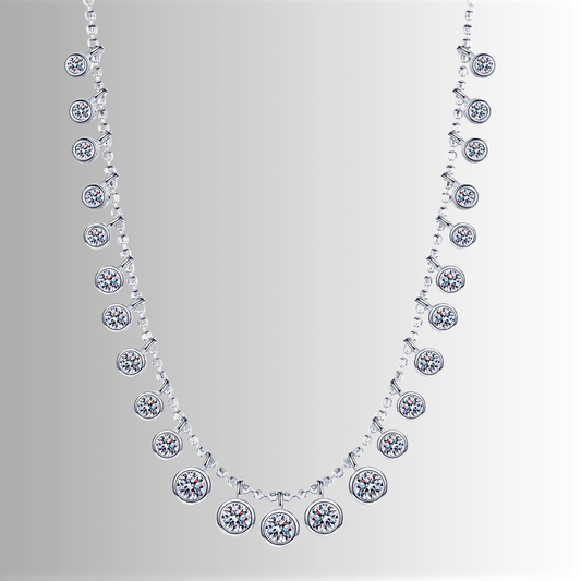 Collana con 25 Ciondoli Tondi in Moissanite per ct 4,50