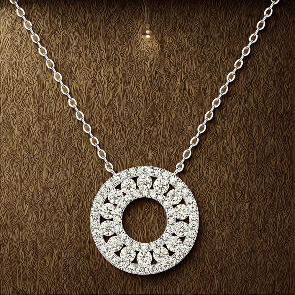 Collana con Ciondolo a Ruota in Moissaniti per ct 1,40