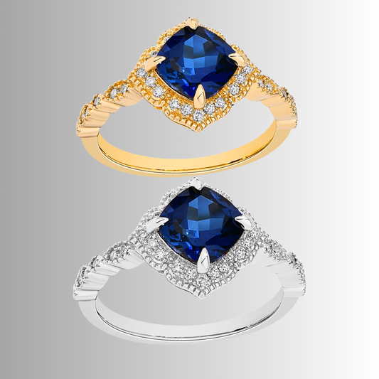 Fascia con Moissanite Blu Zaffiro Taglio Cuscino di ct 2,00 e D Color