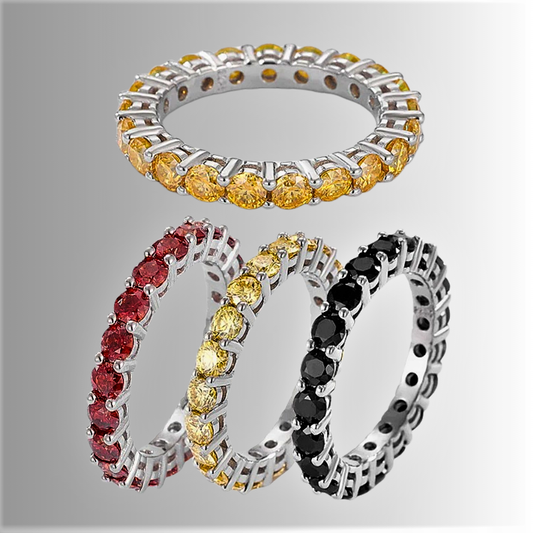 Eternity a 2 punte con Moissaniti VVS1 Colorate per Ct 2.20