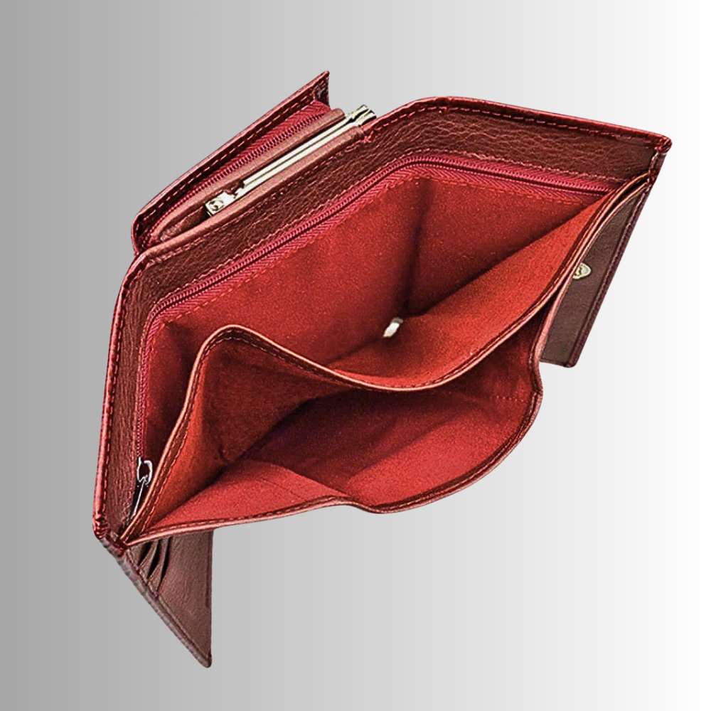 Cartera de piel de becerro auténtica con temática de cocodrilo