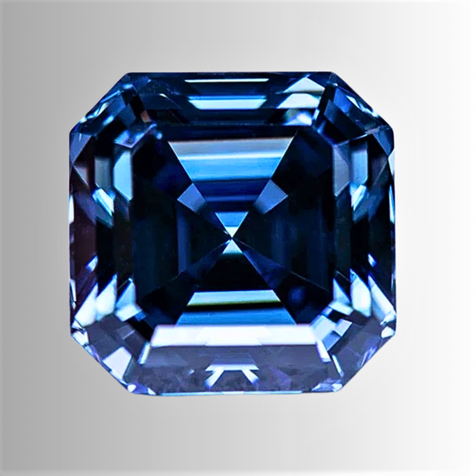 Moissanite Royal Blue Taglio Asscher Certitificata
