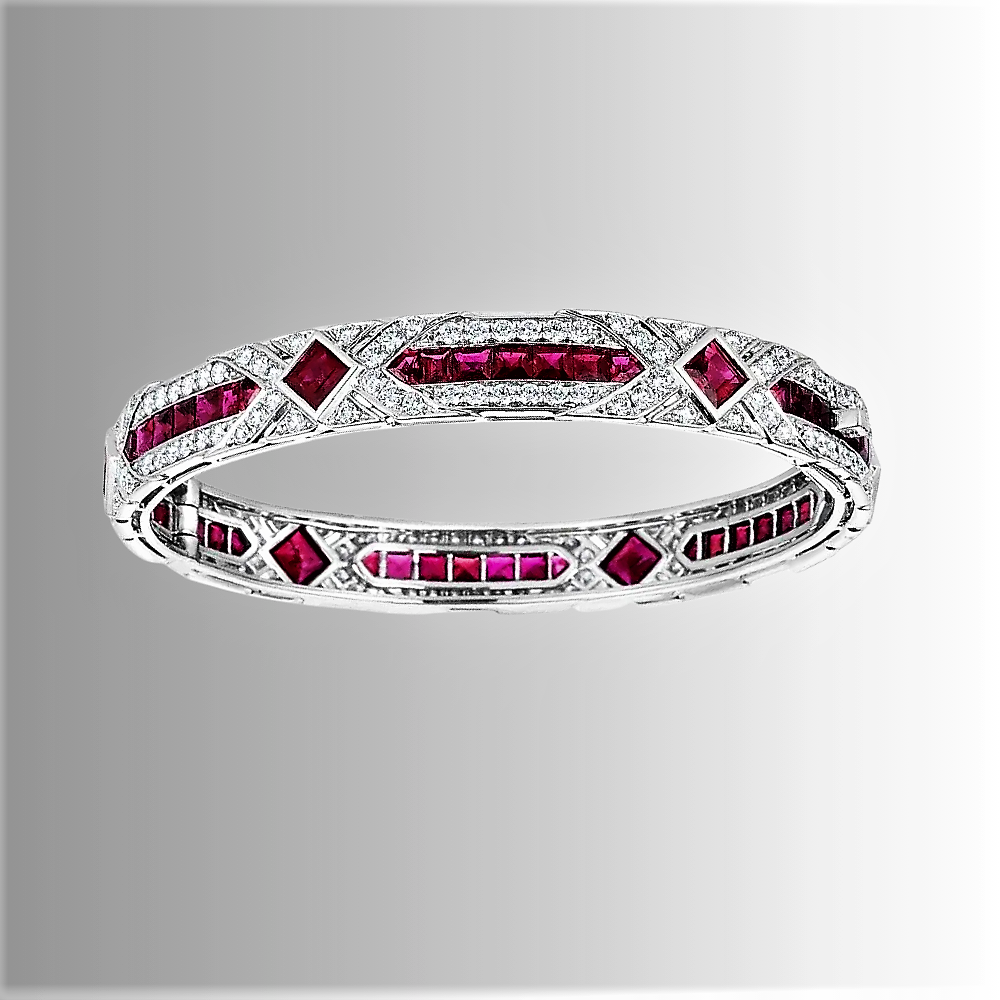 Mini Collezione di Bracciali Rigidi con Zaffiri, Smeraldi o Rubini Coltivati e Brillanti Sintetici