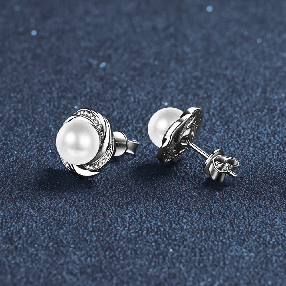 Orecchini a Bottone con Moissaniti e Perle Naturali