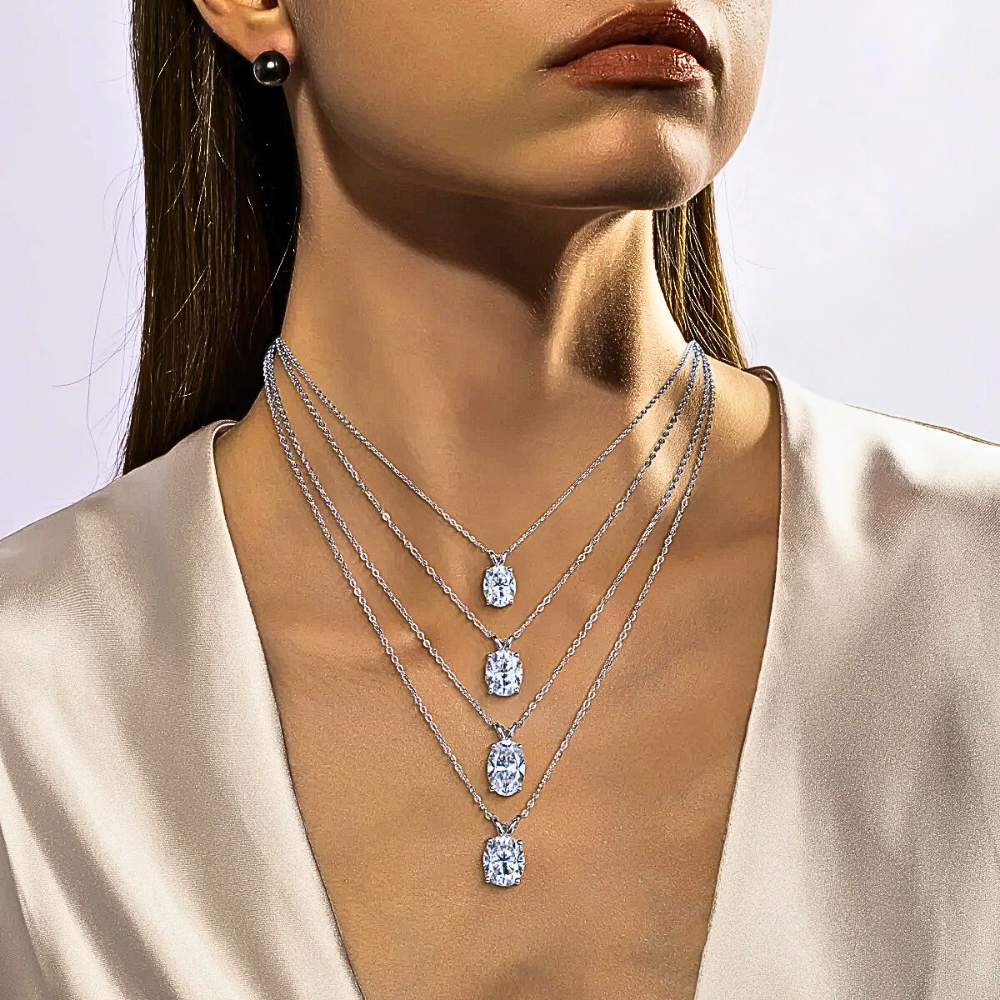 Parure Collana e Orecchini con Moissaniti Ovali