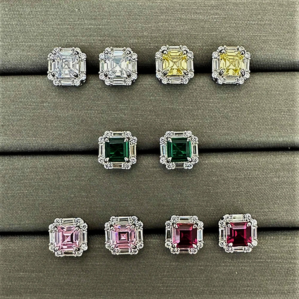 Mini Collezione di Orecchini con Gemme Lab Grown Taglio Asscher, Baguette e Brillante