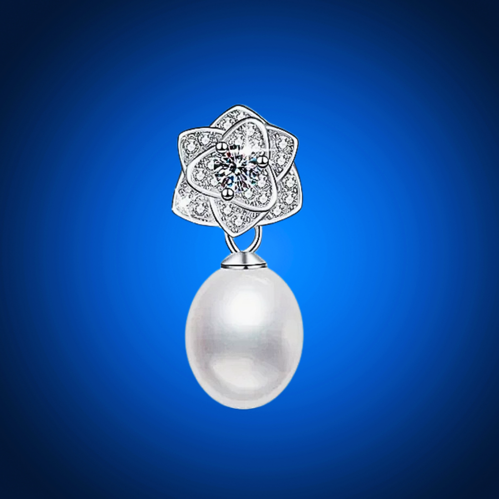 Orecchini a Fiore con Moissaniti e Perle Naturali