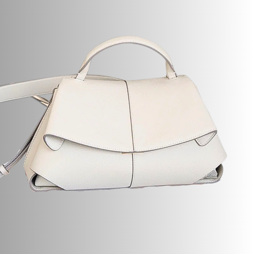 Borsa a Trapezio in Fiore di Pelle di Vitellino