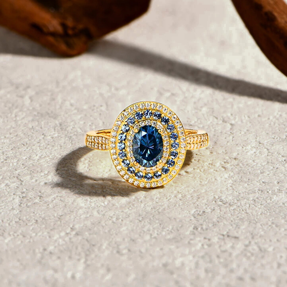 Fascia con Moissaniti Blu Zaffiro Ceylon e D color