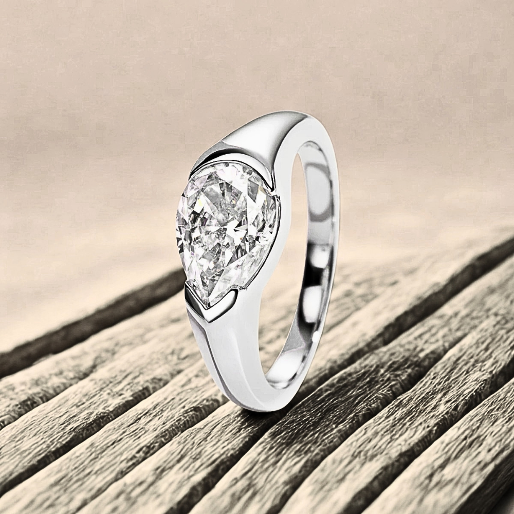 Fede con Moissanite Taglio Goccia di ct 2,50