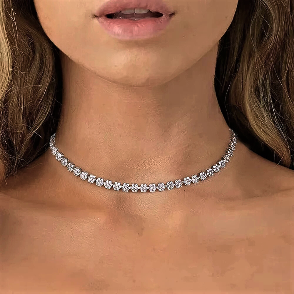 Bracciale e Collana a Fiori Esagonali con Moissaniti