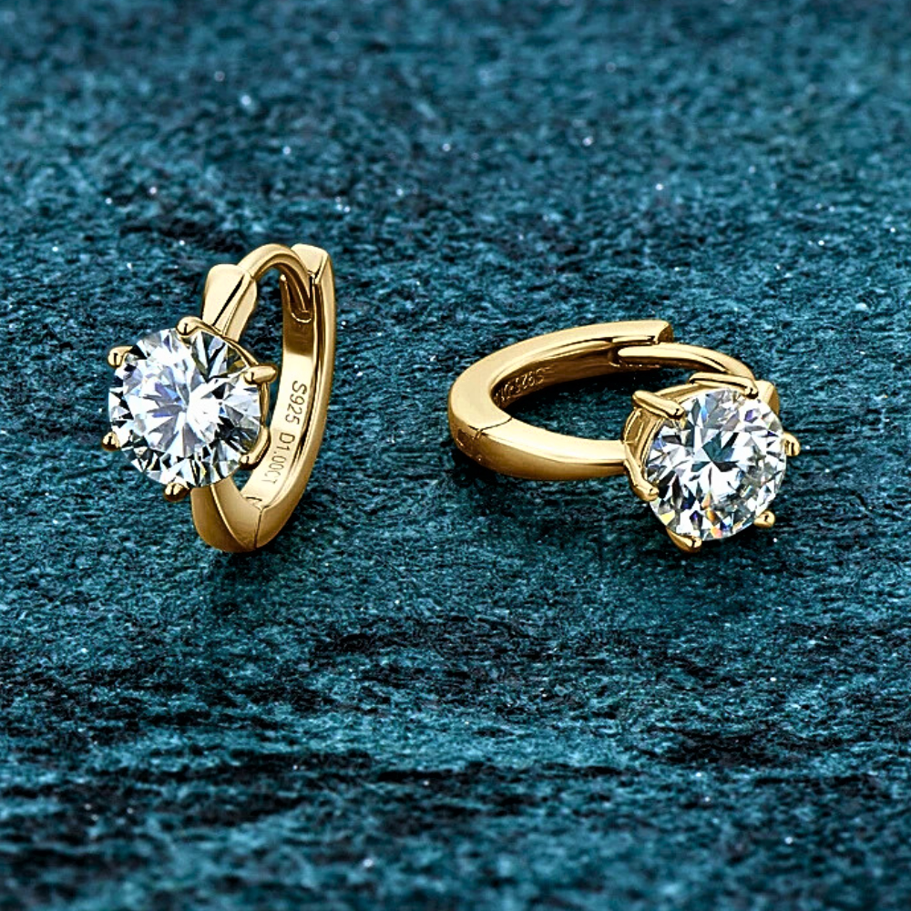 Orecchini a Solitario con Moissanite D Color per totale ct 2.00