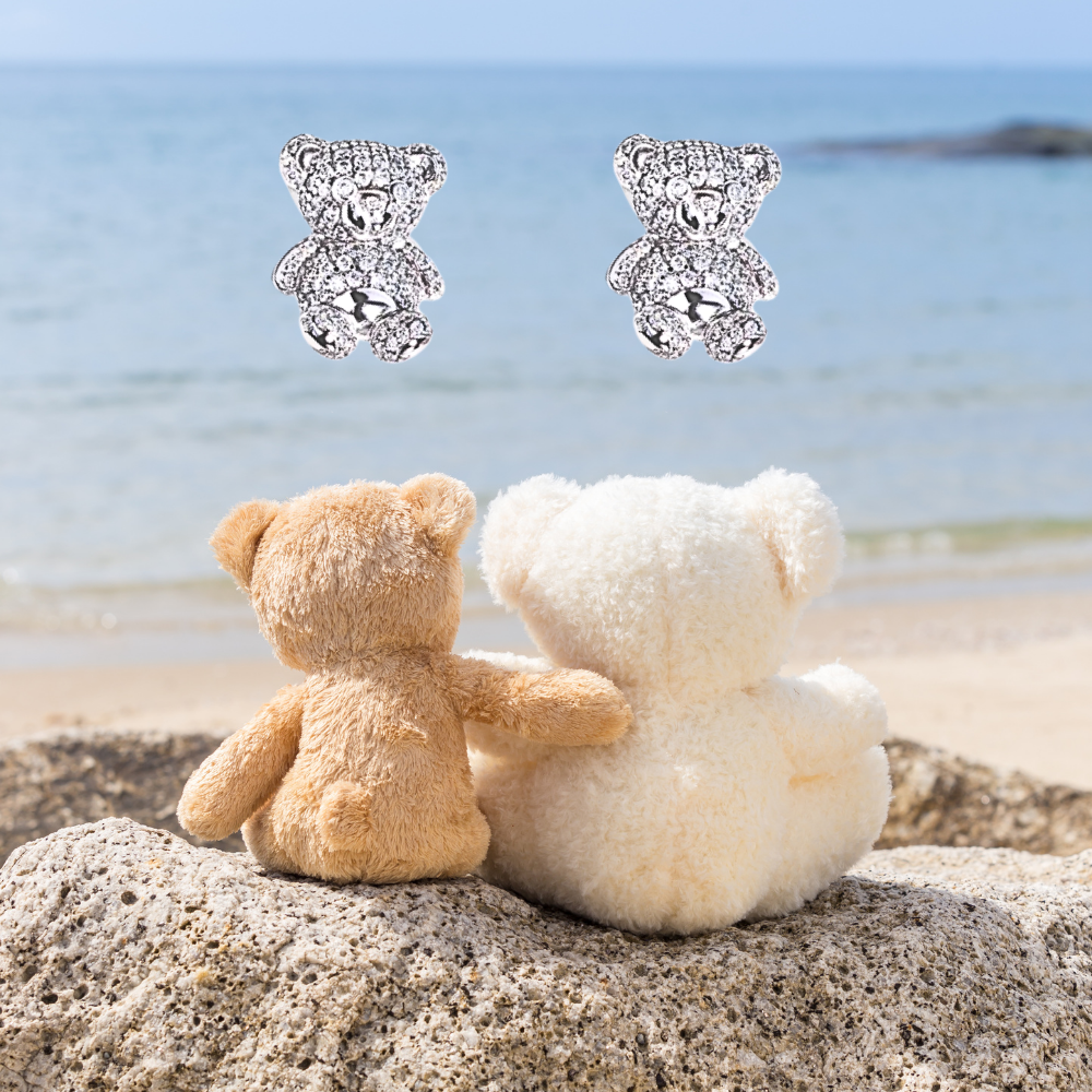 Parure Collana e Orecchini con Orsetti in Moissanite