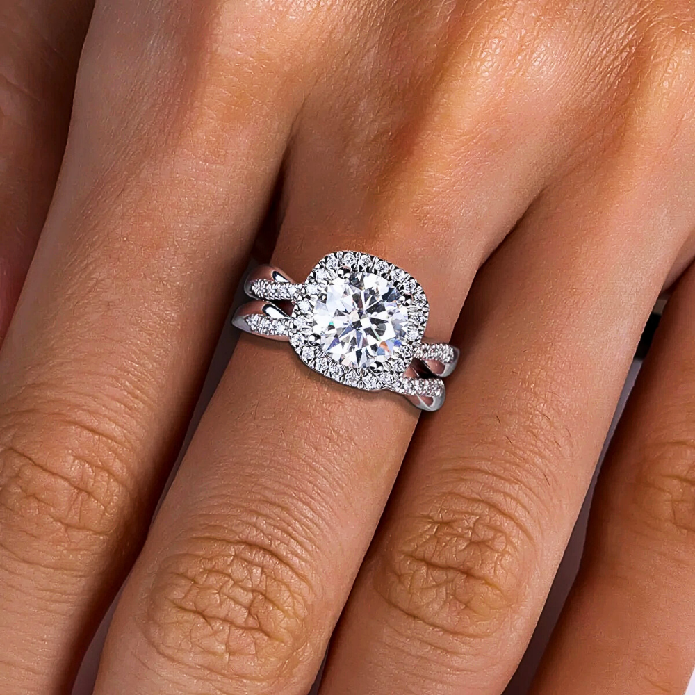 Fascia con Moissanite  e Fedina abbinata per tot ct 3,48