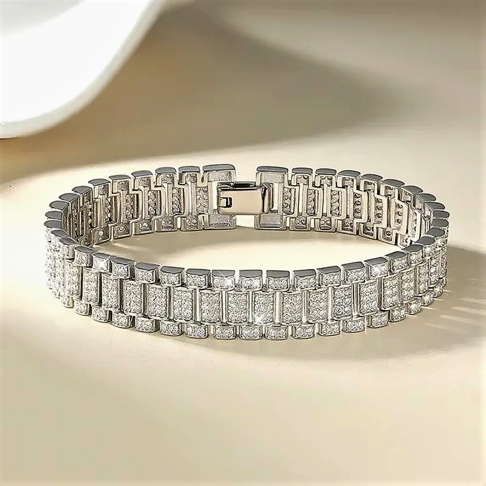 Bracciale "Chain Link" con Pavè di Moissaniti D Color