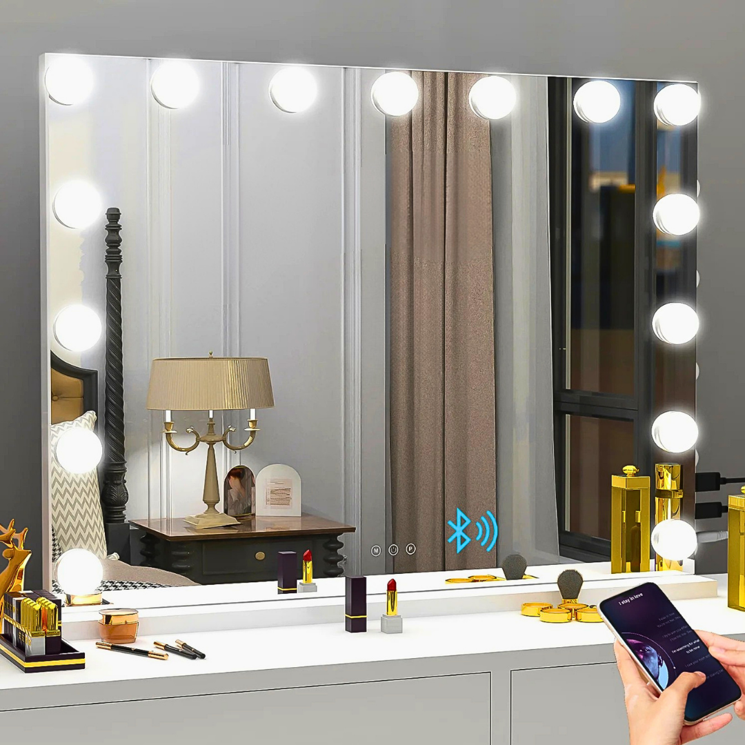 Specchio Make Up con Bluetooth, Led e Ingranditore 10X