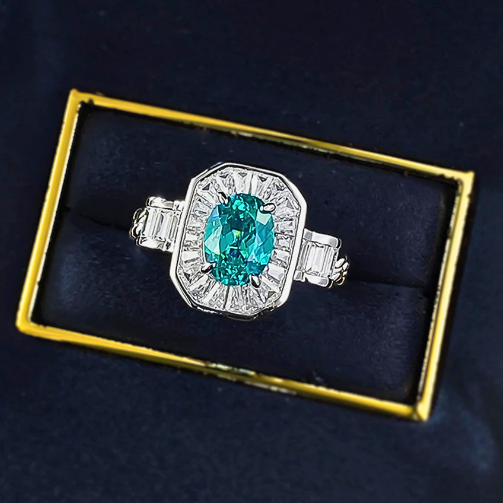 Fascia Ottagonale con Paraiba creata in Laboratorio di ct 1,50