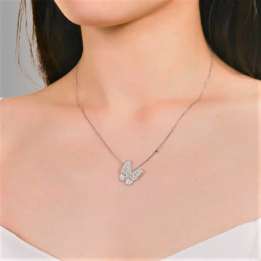 Collana con Farfalla in Pavè di Moissanite per ct 0,70