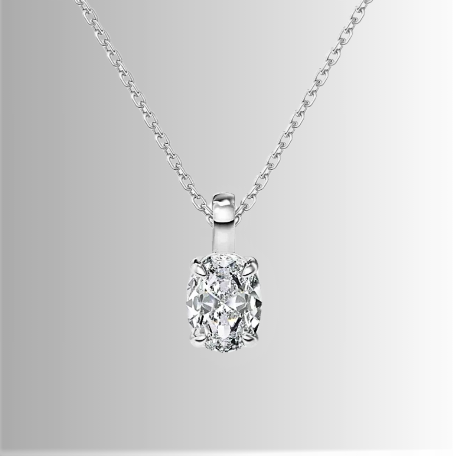 Collana Punto Luce con Moissainite Taglio Ovale Certificata