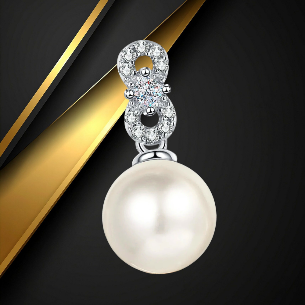 Orecchini con Moissaniti e Perla Naturale Pendente